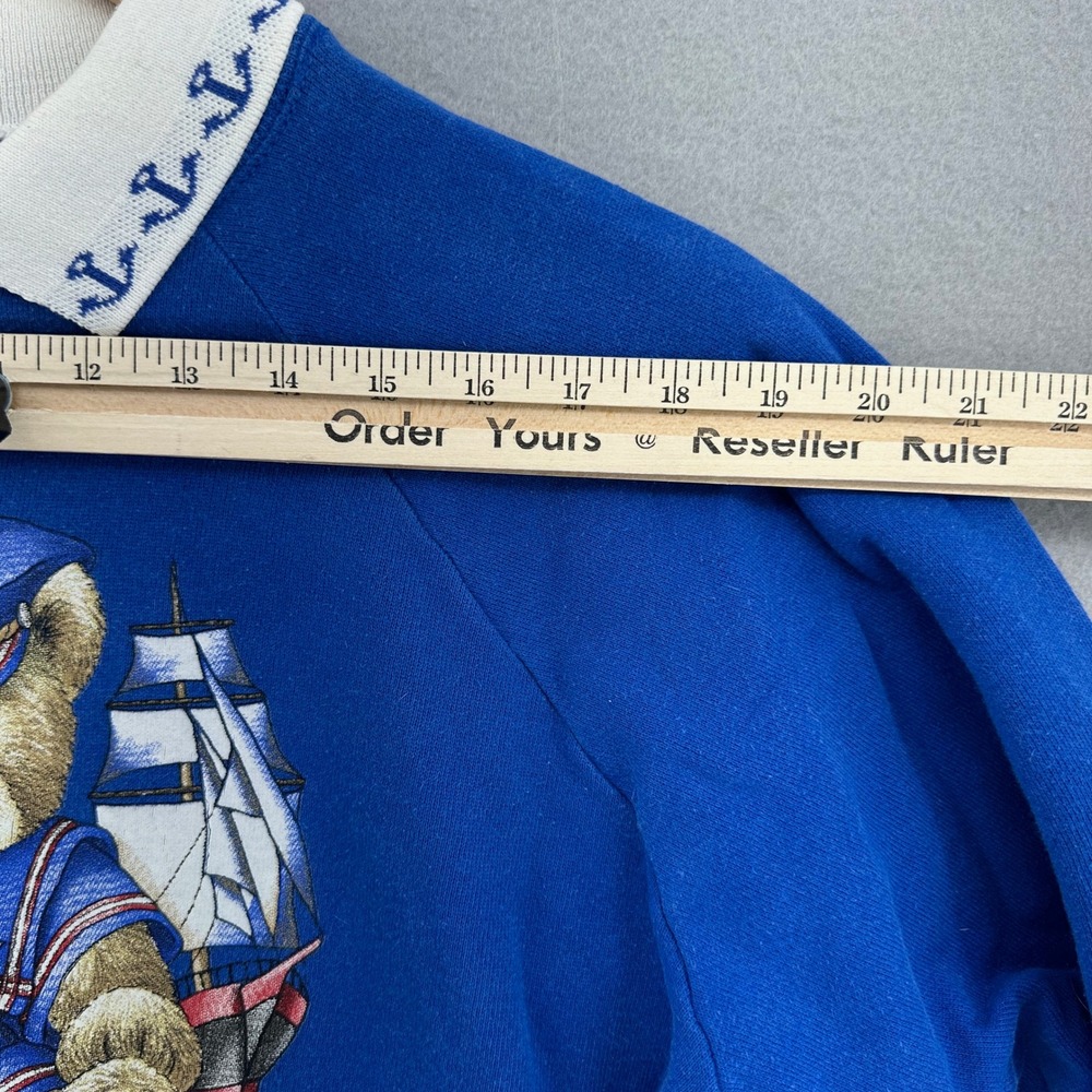 VTG Hanes Her Way Bear Sailor Anchor Collar Sweatshirt M Grannycore Nautical 90s - Picture 5 of 8